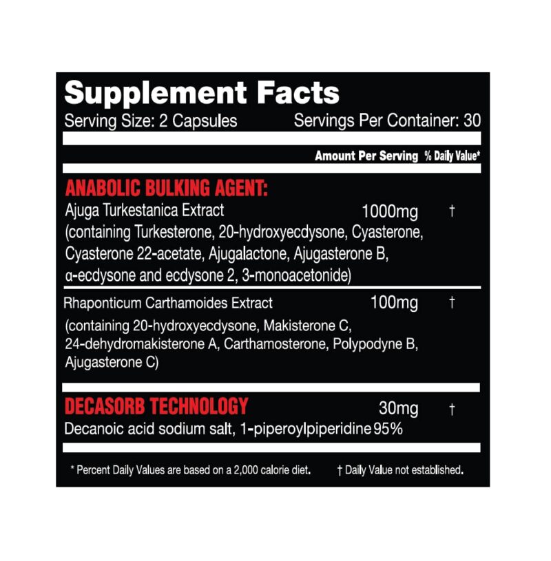Killer Labz Ajua Turkesteron Carthamoides Decasorb 1100 MG 60 Caps - Görsel 3
