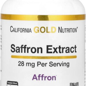 California Gold Nutrition Saffron Safran Extract with Affron®, 28 mg, 60 Veggie Capsules