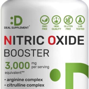 Deal Supplement Nitric Oxide Booster Arginine Akg & Citrulline Panax Complex Energy 3,000mg 300 Caps