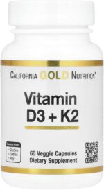 California Gold Nutrition Vitamin D3 + K2 MK-7 5000 IU 60 Veggie Caps