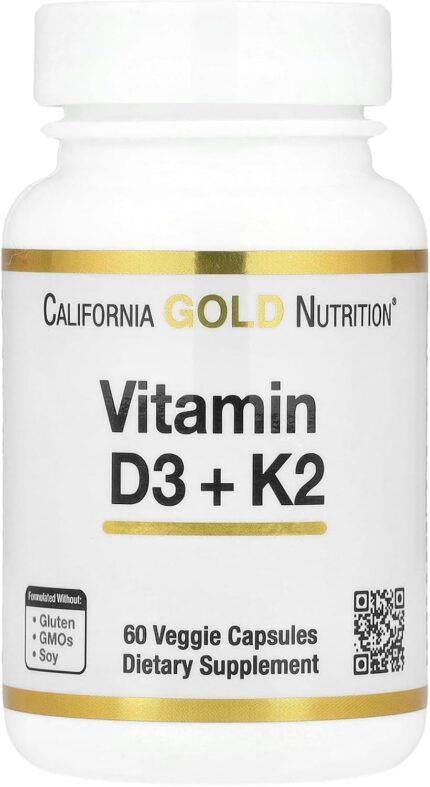 California Gold Nutrition Vitamin D3 + K2 MK-7 5000 IU 60 Veggie Caps