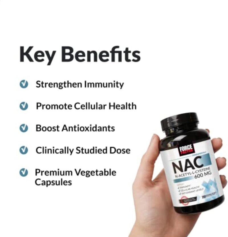 FORCE FACTOR NAC 600 mg N-Acetyl Cysteine for Liver Health Immune Support & Antioxidant 200 Caps - Görsel 3