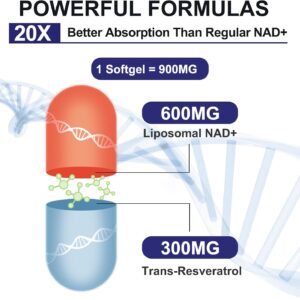 inGreens Liposomal NAD+ 900 mg Trans Resveratrol NMN Aging Defense, Energy, Longevity 60 Softgels