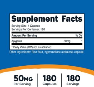 Nutricost Apigenin 50mg, 180 Capsules - Non-GMO, Gluten Free, Vegan - Görsel 2