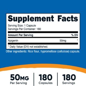 Nutricost Apigenin 50mg, 180 Capsules – Non-GMO, Gluten Free, Vegan