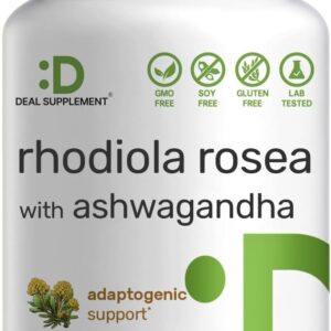 Deal Supplement Rhodiola Rosea with Ashwagandha 5,000mg Per Serving, 240 Veggie Capsules