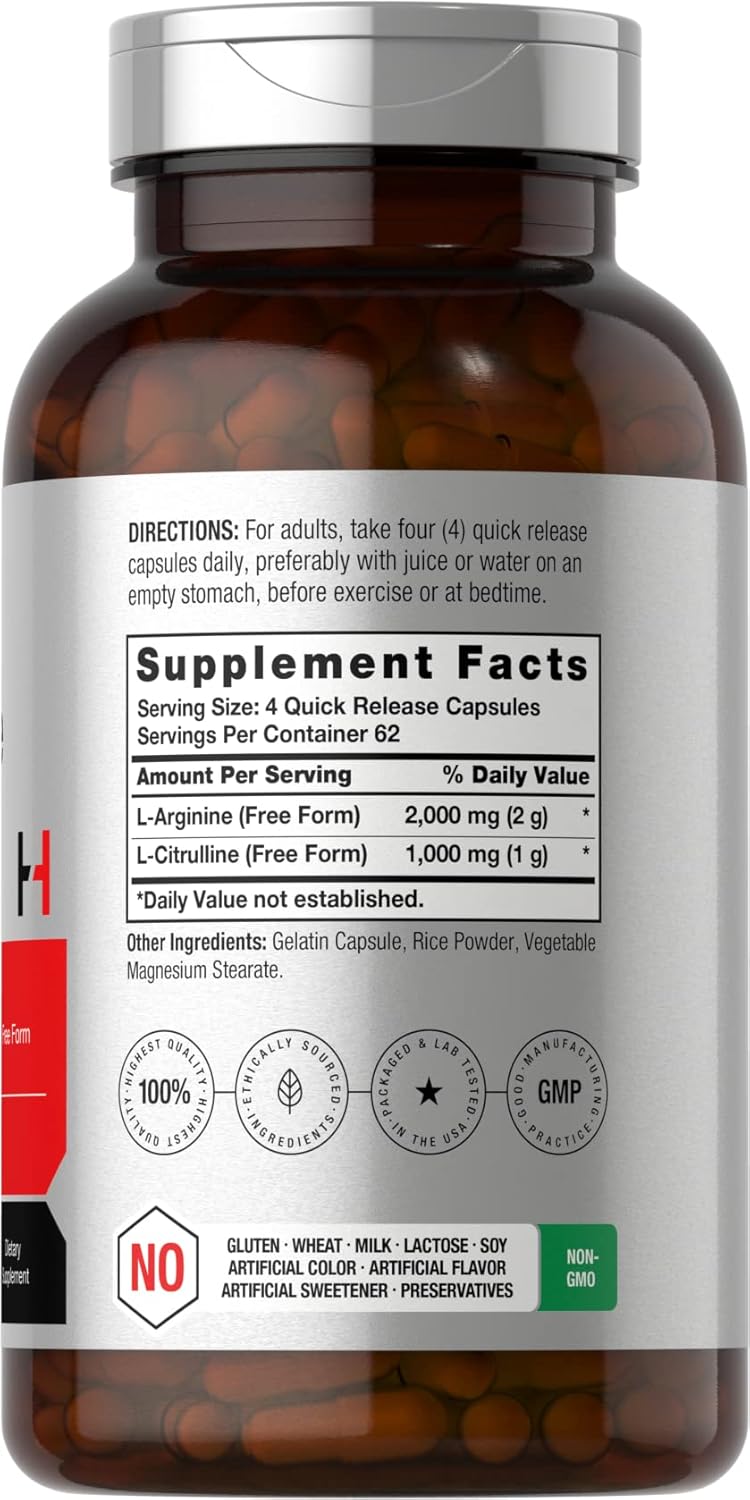 Horbaach L-Arginine(Arjinin) L-Citrulline(Sitrulin) Complex | 3000mg | 250 Caps - Görsel 3