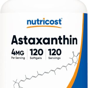 Nutricost Astaxanthin Antioxidants 4mg Gluten Free and Non-GMO 120 Softgels