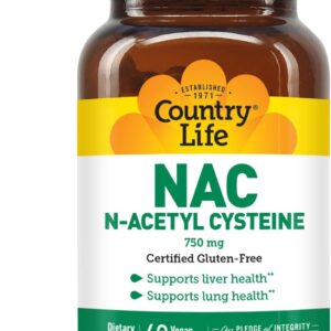 Country Life NAC N-Asetil Sistein 750 mg, 60 Vegan Kapsül