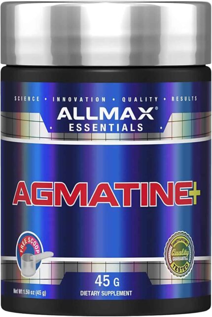 ALLMAX AGMATINE+ Powder Agmatine Sulfate with Glycine Unflavored PreWorkout Pump Supplement 45 Servings