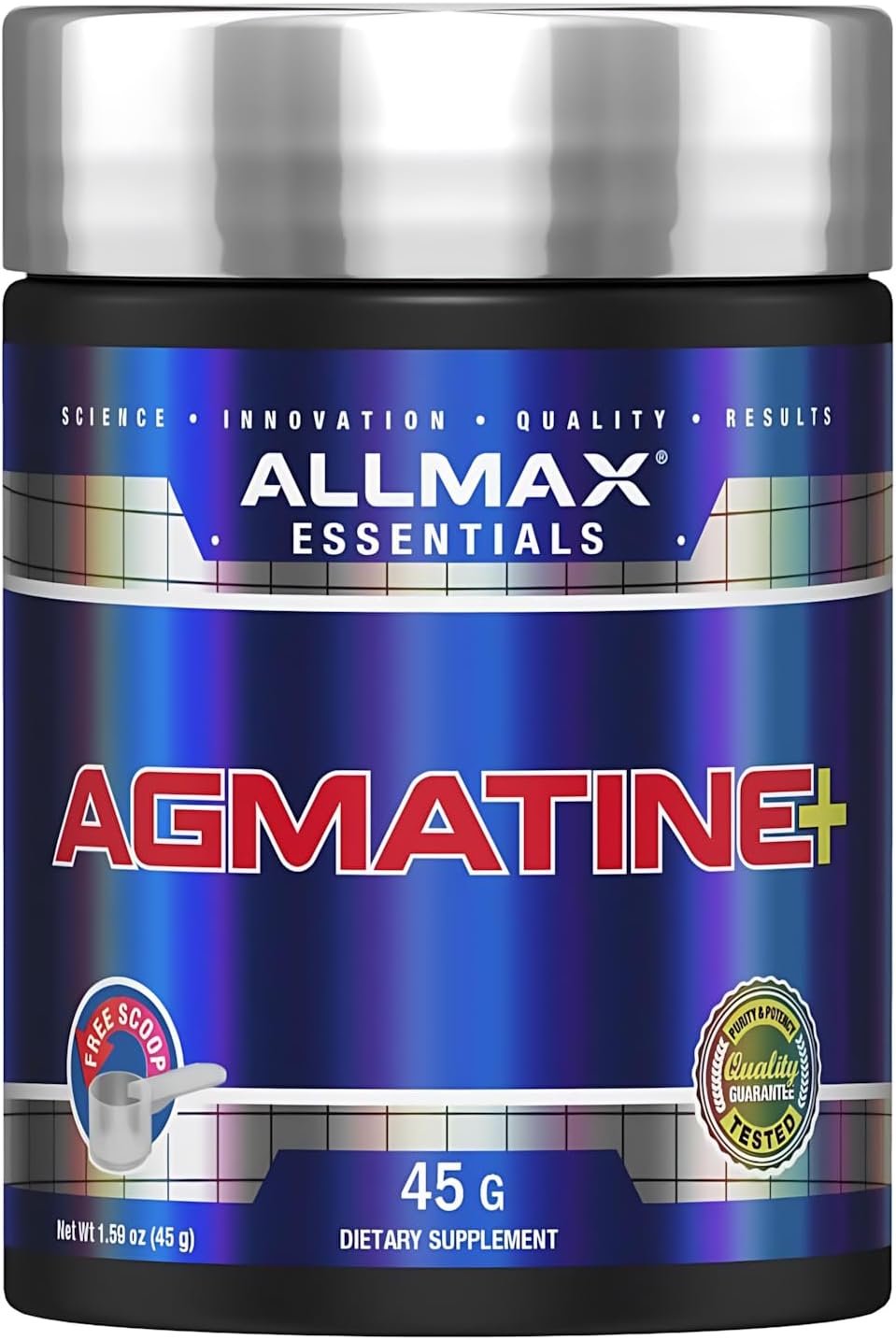 ALLMAX AGMATINE+ Powder Agmatine Sulfate with Glycine Unflavored PreWorkout Pump Supplement 45 Servings