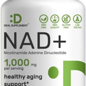 Deal Supplement NAD+ Women & Men Promote Energy, Anti-Aging Cell Regeneration 1000mg 120 Veggie Caps