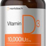 Horbäach Vitamin D3 10000 IU | 500 Softgels | Non-GMO, Gluten Free Supplement | Value Size | 250mcg | High Potency Formula