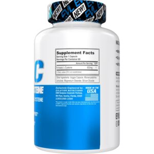 Evlution Nutrition NAC N-Acetyl L-Cysteine – 600mg Antioxidant Health Support  Vegan & Gluten Free – 60 Veggie