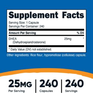 Nutricost DHEA 25mg, 240 Caps – Gluten Free, Soy Free, Non-GMO