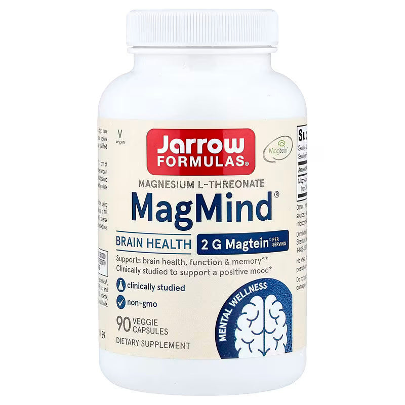 Jarrow Formulas Vegan MagMindo Magtein Magnesium L-Threonate Brain Health 90 Veggie Capsules