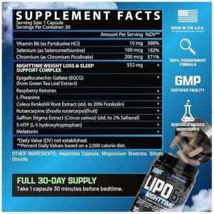 Nutrex Lipo 6 Nighttime Fat Burner Melatonin Sleep Aid & Weight Loss Diet Pills - Görsel 3