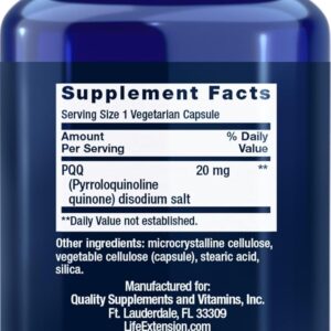 Life Extension PQQ Pyrroloquinoline Quinone 20 mg, 60 Vegetarian Capsules