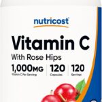 Nutricost Vitamin C with Rose HIPS 1025mg, 120 Capsules - Vitamin C 1000mg, Rose HIPS 25mg, Premium, Non-GMO, Gluten Free