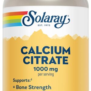 Solaray Calcium Citrate 1000mg - Chelated Calcium Supplement - Vegan - 30 Servings, 120 VegCaps