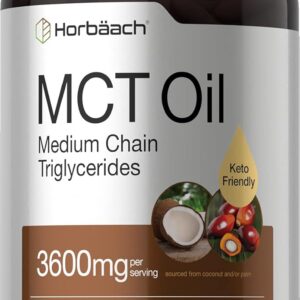 Horbäach MCT Oil 3600mg 300 Softgels with Coconut Caprylic & Capric Acid Keto Friendly Formula