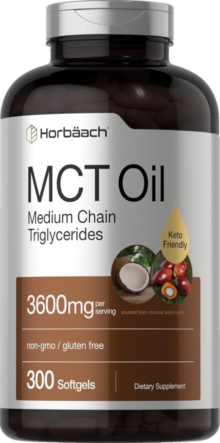Horbäach MCT Oil 3600mg 300 Softgels with Coconut Caprylic & Capric Acid Keto Friendly Formula