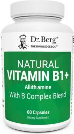 Dr. Berg Natural Vitamin B1 B6 B12 Complex Allithiamine Vitamin B1 Thiamin, Niacin, Folate, Magnesium & More – 60 Caps