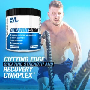 Evlution Nutrition Creatine 5000 - Supports Faster Recovery, Lean Muscle Growth & Performance - Pre & Post Workout Powder - 5000mg Pure Creatine Monohydrate Per Serving - 60 Servings - Unflavored - Görsel 2