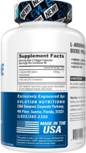 Evlution L-Arginine AKG Nitric Oxide 1000mg 120 Veggie Caps - Görsel 2