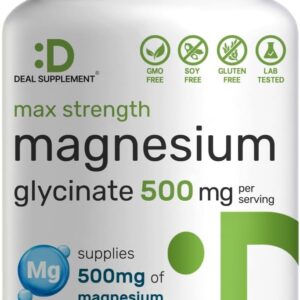 Deal Supplement Max Strength Magnesium Glycinate 500mg 240 Capsules
