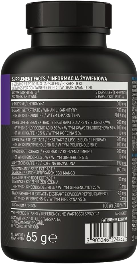 OstroVit Fat Burner+L Carnitine eXtreme 90 capsules - Görsel 2