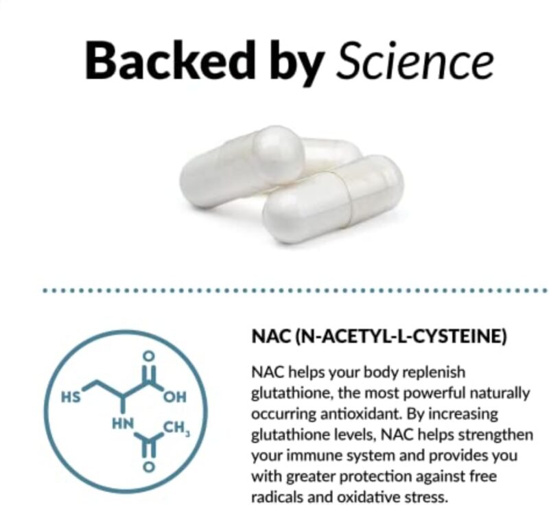 FORCE FACTOR NAC 600 mg N-Acetyl Cysteine for Liver Health Immune Support & Antioxidant 200 Caps - Görsel 4