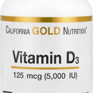 California Gold Nutrition, Vitamin D3, 5,000IU, Cholecalciferol from Lanolin, 125 mcg, 360 Fish Gelatin Softgels