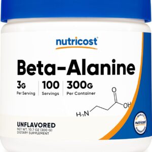 Nutricost Beta Alanine Powder 300 Grams (10.7oz) - 3 Grams Per Serving
