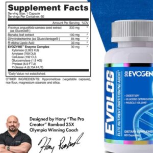 Evogen Evolog Glucose Dihydroberberine GDA Mass Gainer & Weight Gainer Supports Digestion Glucose Optimization Muscle Volume 60 Caps