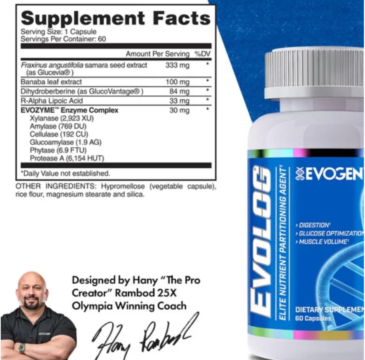 Evogen Evolog Glucose Dihydroberberine GDA Mass Gainer & Weight Gainer Supports Digestion Glucose Optimization Muscle Volume 60 Caps - Görsel 2