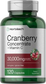 Horbäach Cranberry Concentrate Extract Pills + Vitamin C 120 Caps Women and Men Triple Strength Ultimate Potency Formul