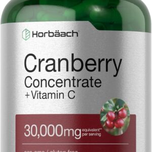 Horbäach Cranberry Concentrate Extract Pills + Vitamin C 120 Caps Women and Men Triple Strength Ultimate Potency Formul