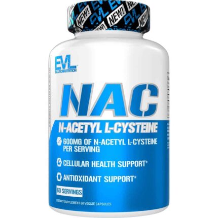 Evlution Nutrition NAC N-Acetyl L-Cysteine - 600mg Antioxidant Health Support Vegan & Gluten Free - 60 Veggie