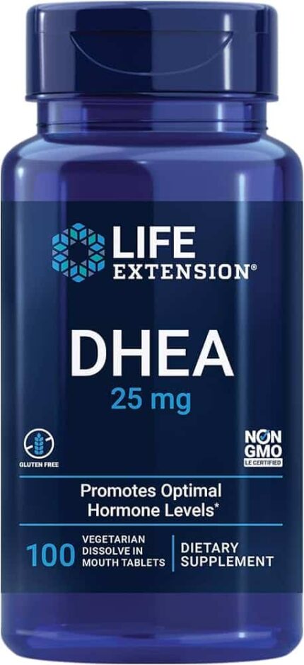 Life Extension, Dhea 25 mg 100 dissolve-in-mouth tablets (Vejetaryen Ağızda Çözünen Tablet)
