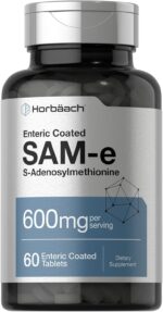 Horbaach SAM-e 600mg | 60 Tablets | S-Adenosyl Methionine | Vegetarian, Non-GMO, Gluten Free