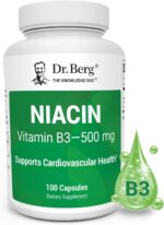 Dr. Berg Highly-Potent Niacin Flush Tolerance 500 mg Vitamin B3 for Heart Brain & Energy Support – 100 Caps