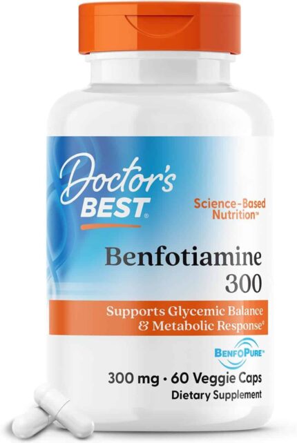 Doctor's Best Benfotiamine 300 with BenfoPure, Helps Maintain Healthy Glucose Metabolism 300 mg, 60 Veggie Caps
