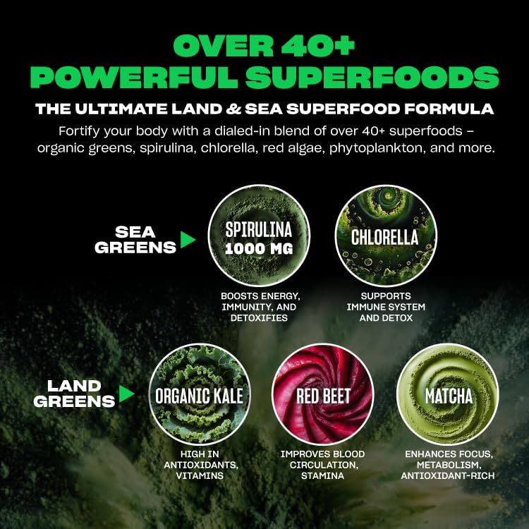 Mutant Big Greens Sea Greens Reds Antioxidants phytonutrients 1000mg spirulina Probiotic 294 gr - Görsel 3