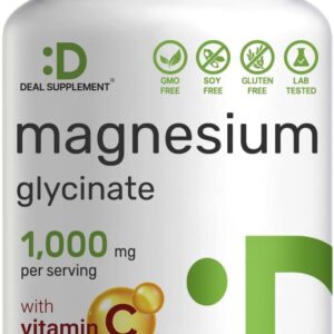 Deal Supplement Magnesium Magnezyum Glycinate 1,000mg Plus Vitamin C, 240 Capsules