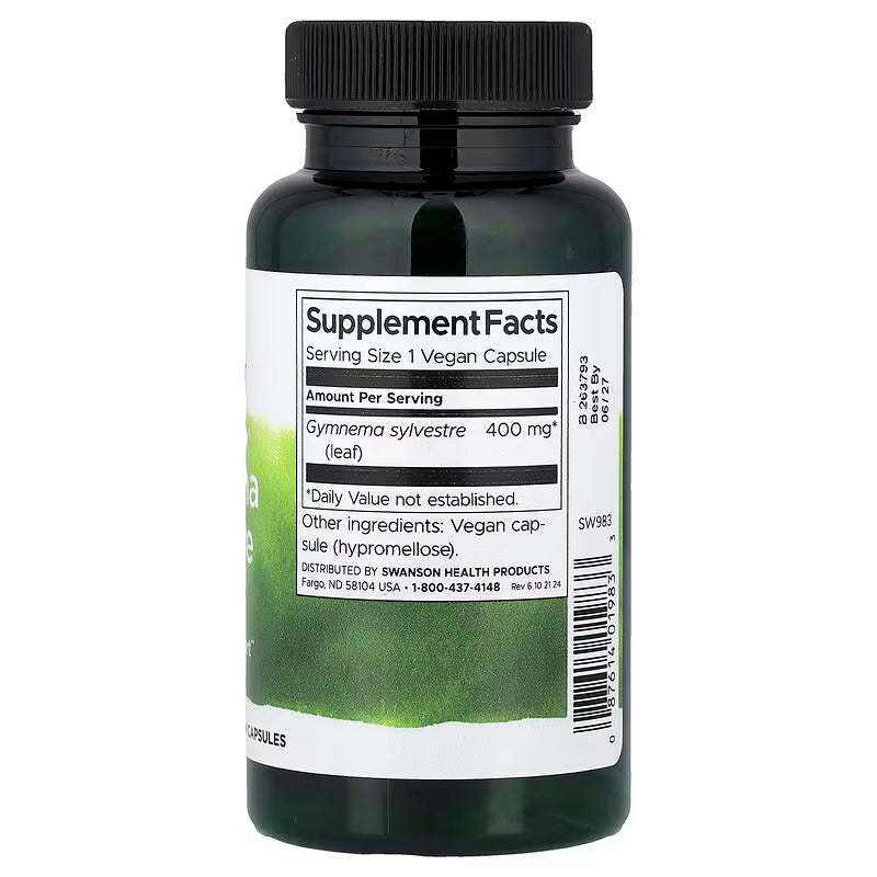 Swanson Full Spectrum Gymnema Sylvestre Leaf Blood Sugar Support Traditional Ayurvedic 100 Caps