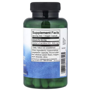 Swanson Acetyl L-Carnitine Brain and Nervous System Health 500 mg 100 Veggie Caps