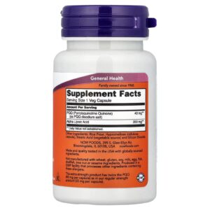 NOW Foods PQQ With Alpha Lipoic Acid Brain & Cognitive 50 Veg Capsules