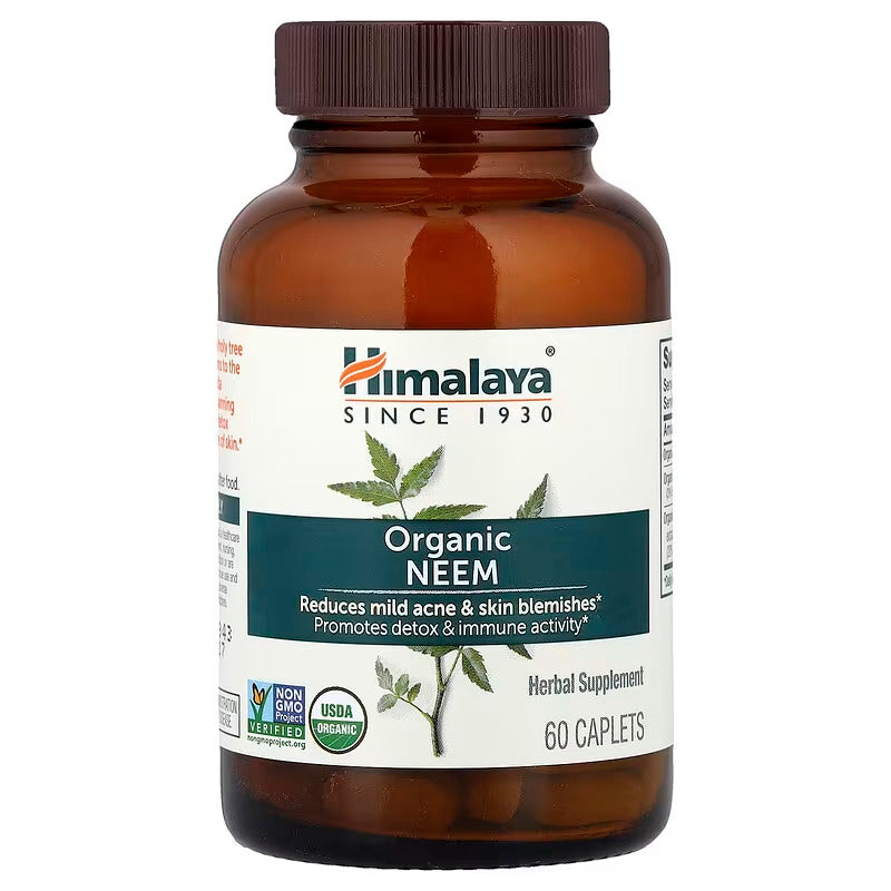 Himalaya Organic Neem Detox & Immune Reduces Mild Acne & Skin Blemishes 60 Caplets