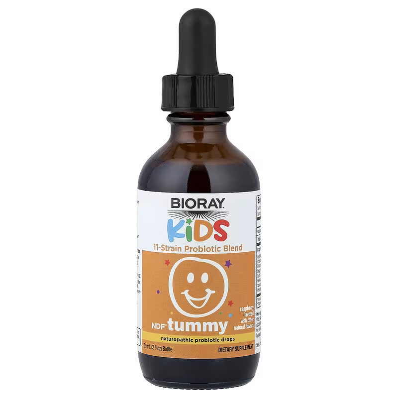 Bioray Kids NDF Tummy 11-Strain Children’s Probiotics Blend Raspberry 2 fl oz 60 ml